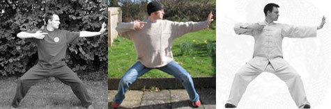 Photo of Marcus Santer performing a Qigong Form, three different times